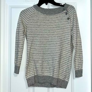 Banana Republic Gray/White Striped Sweater